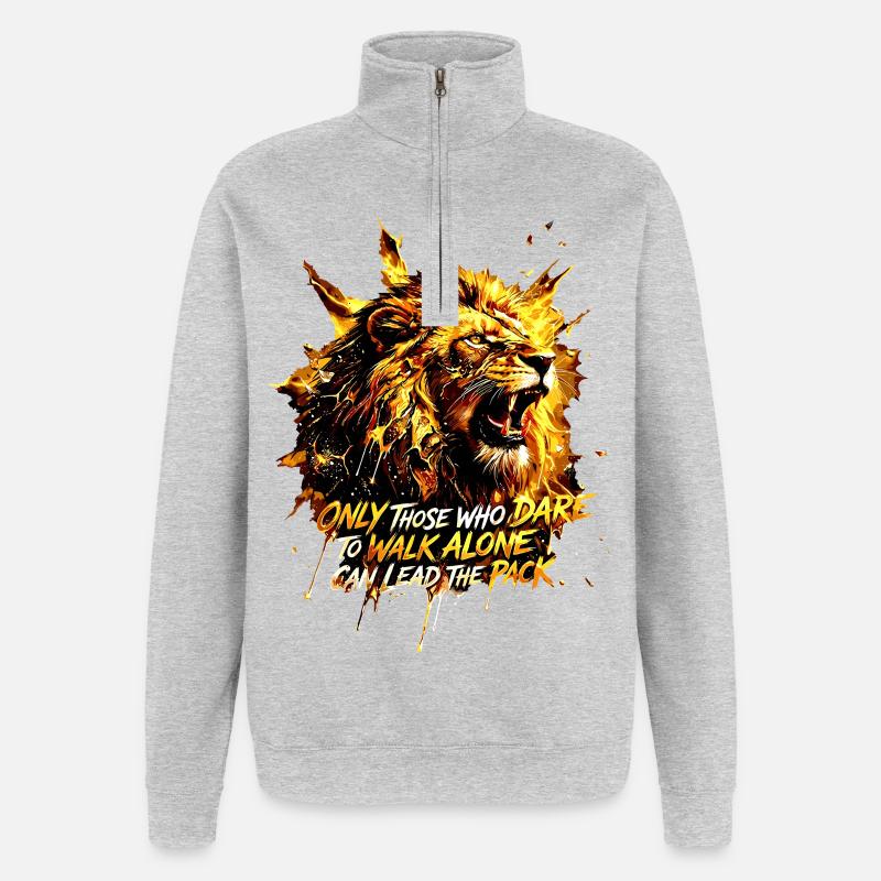 Löwe Lead The Pack Motivation - Quarter-Zip-Sweatshirt - Grau meliert