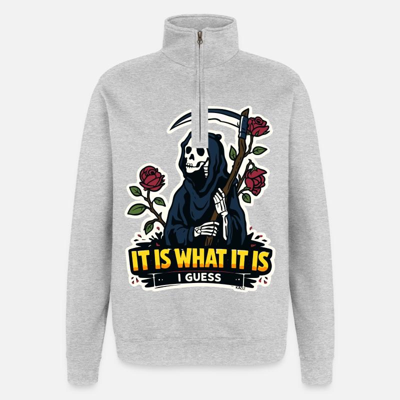 Grim Reaper with Roses Meme - Quarter-Zip Sweatshirt - heather grey