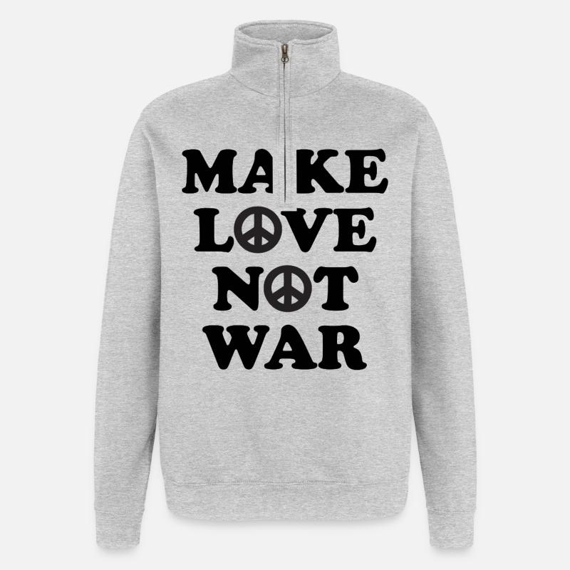 Faites l’amour, pas la guerre - Sweat à zip 1/4 - gris chiné
