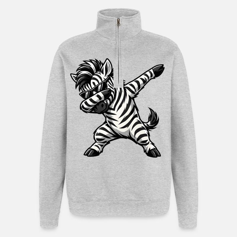 Dabbing Zebra - Quarter-Zip Sweatshirt - heather grey