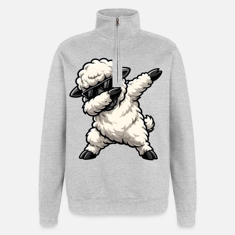 Tamponnage des moutons - Sweat à zip 1/4 - gris chiné