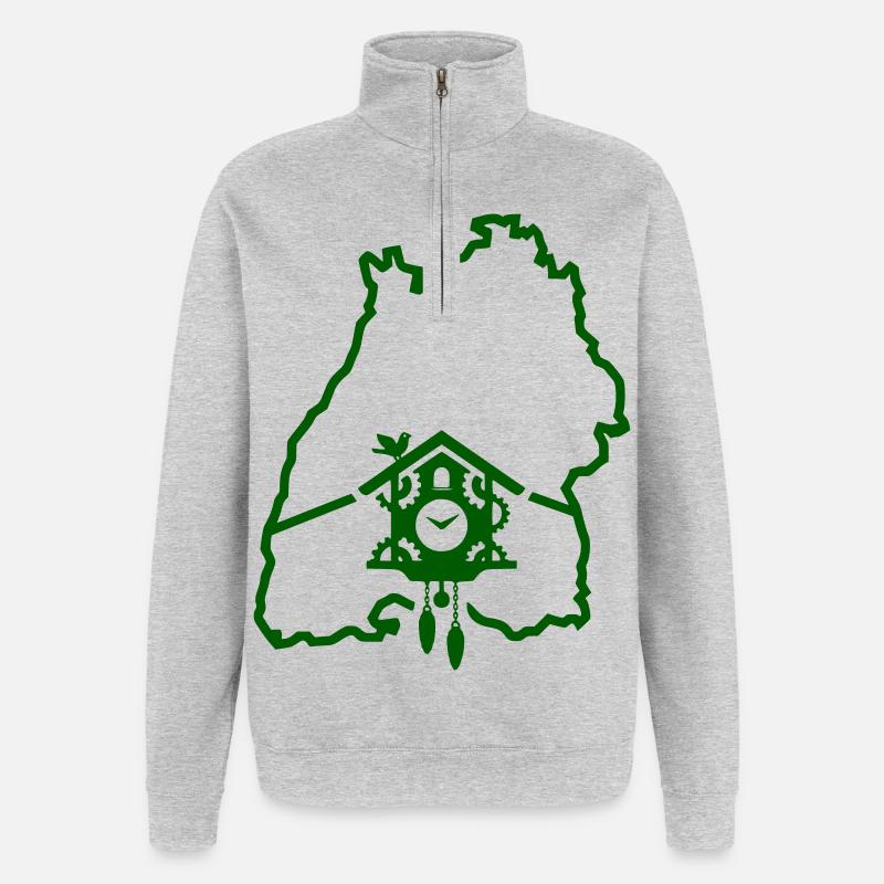 Période de Ländle : Silhouette du Bade-Wurtemberg - Sweat à zip 1/4 - gris chiné
