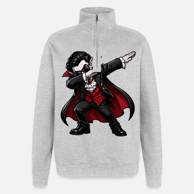 Dabbing Vampir - Quarter-Zip-Sweatshirt - Grau meliert