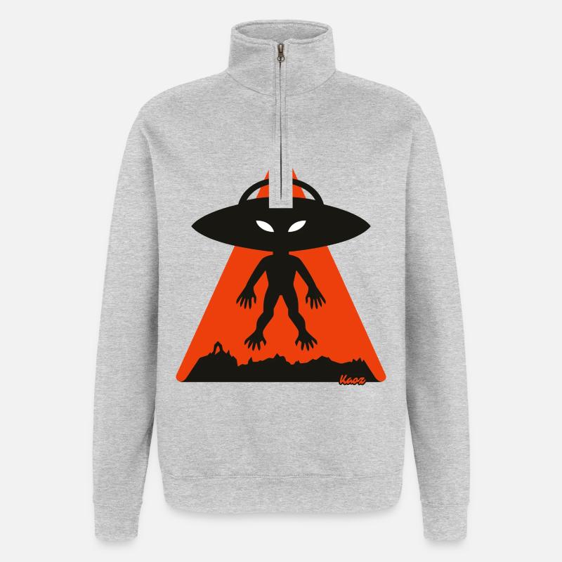 Alien Shadow Under Orange Triangle - Quarter-Zip Sweatshirt - heather grey