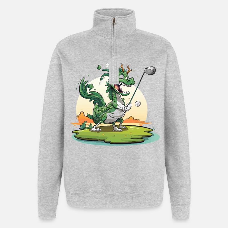 Golfing dragon on the tee - Quarter-Zip Sweatshirt - heather grey