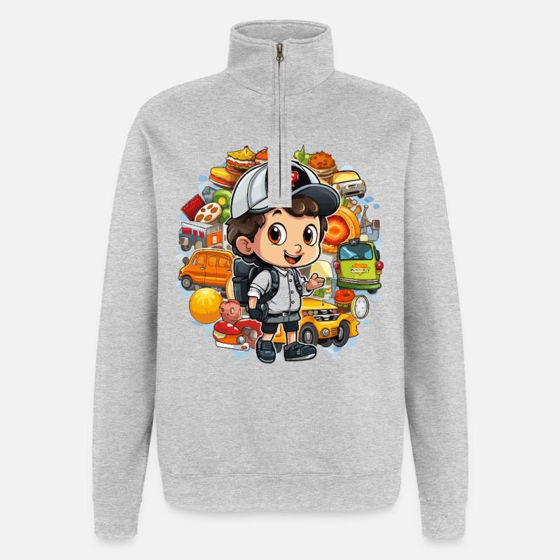 Explorateur d’aventure culinaire - Sweat à zip 1/4 - gris chiné