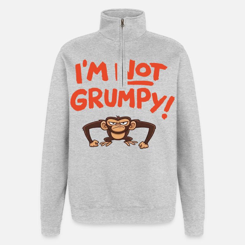 I ́m not grumpy - Quarter-Zip Sweatshirt - heather grey