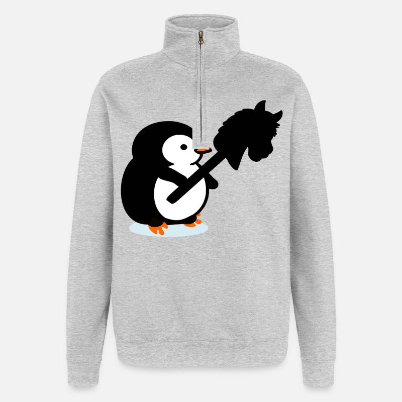 Hobby Horsing Kinder Pinguin - Quarter-Zip-Sweatshirt - Grau meliert