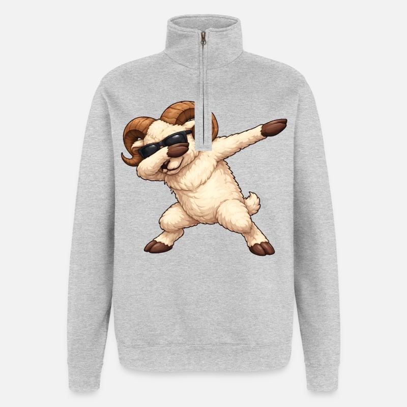 Dabbing Widder - Quarter-Zip-Sweatshirt - Grau meliert