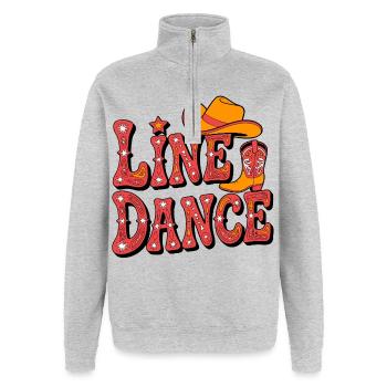 Line Dance Western Flair - Quarter-Zip-Sweatshirt - Grau meliert - Vorne - AI Model Female 172 light (172cm) & AI Model Male 178 dark (178cm)