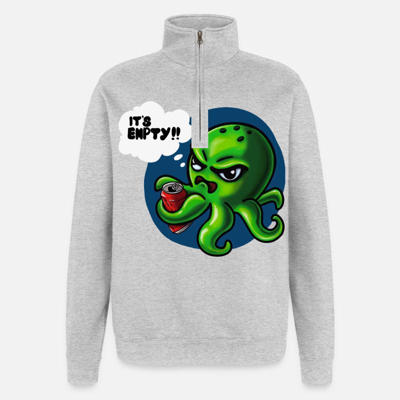 Grumpy Kraken - Quarter-Zip-Sweatshirt - Grau meliert