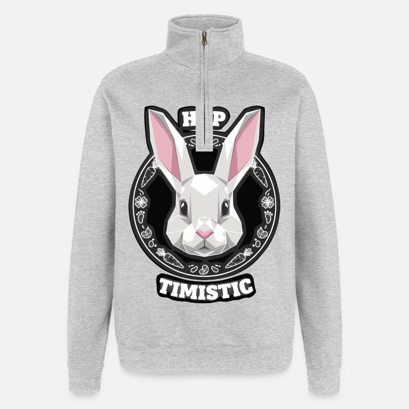 Bunny Hoptimistic Easter Rabbit - Quarter-Zip Sweatshirt - heather grey