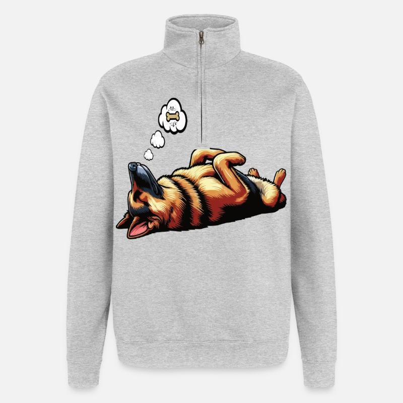 Deutscher Schäferhund Schäferhunde Schäferhunde - Quarter-Zip-Sweatshirt - Grau meliert