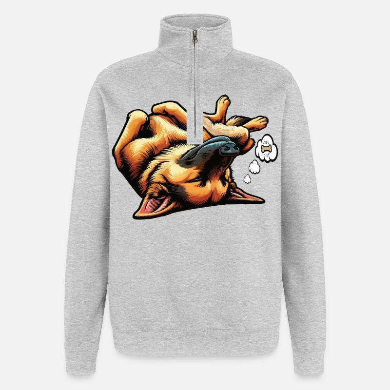 Deutscher Schäferhund Schäferhunde Schäferhunde - Quarter-Zip-Sweatshirt - Grau meliert