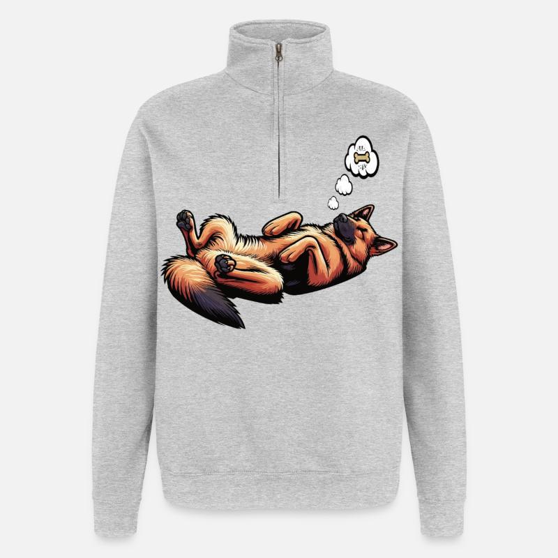 Deutscher Schäferhund Schäferhunde Schäferhunde - Quarter-Zip-Sweatshirt - Grau meliert
