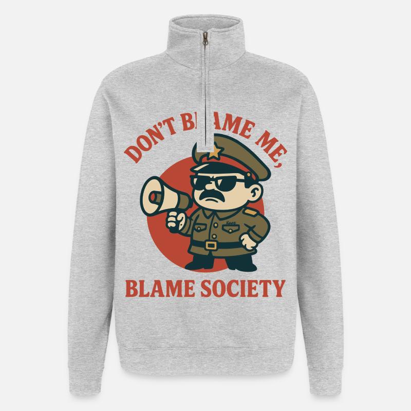 Ne m’en veux pas, shérif - Sweat à zip 1/4 - gris chiné