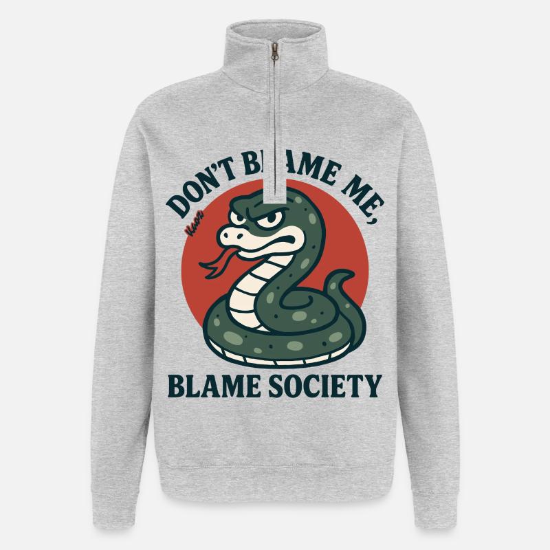 Don't Blame Me Snake - Quarter-Zip Sweatshirt - heather grey