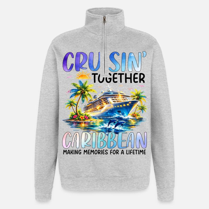 Cruisin Ensemble dans les Caraïbes - Sweat à zip 1/4 - gris chiné