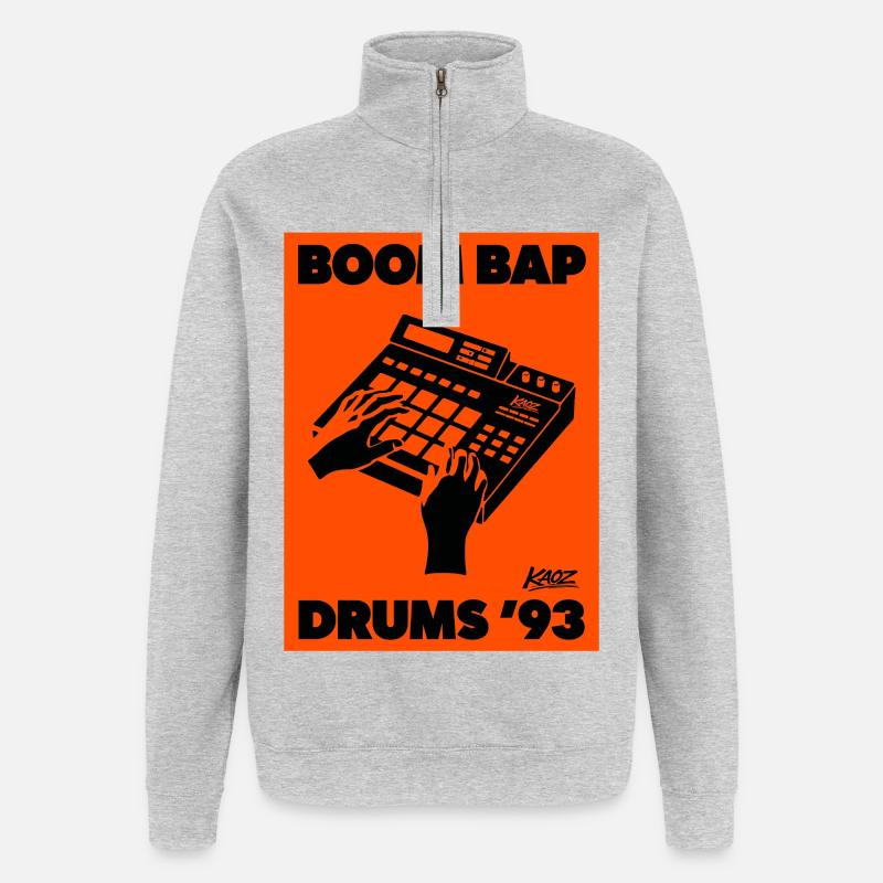 Boom Bap Drums '93 Retro - Quarter-Zip-Sweatshirt - Grau meliert