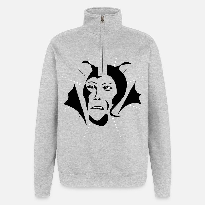 Diable / Teufel - Sweat à zip 1/4 - gris chiné