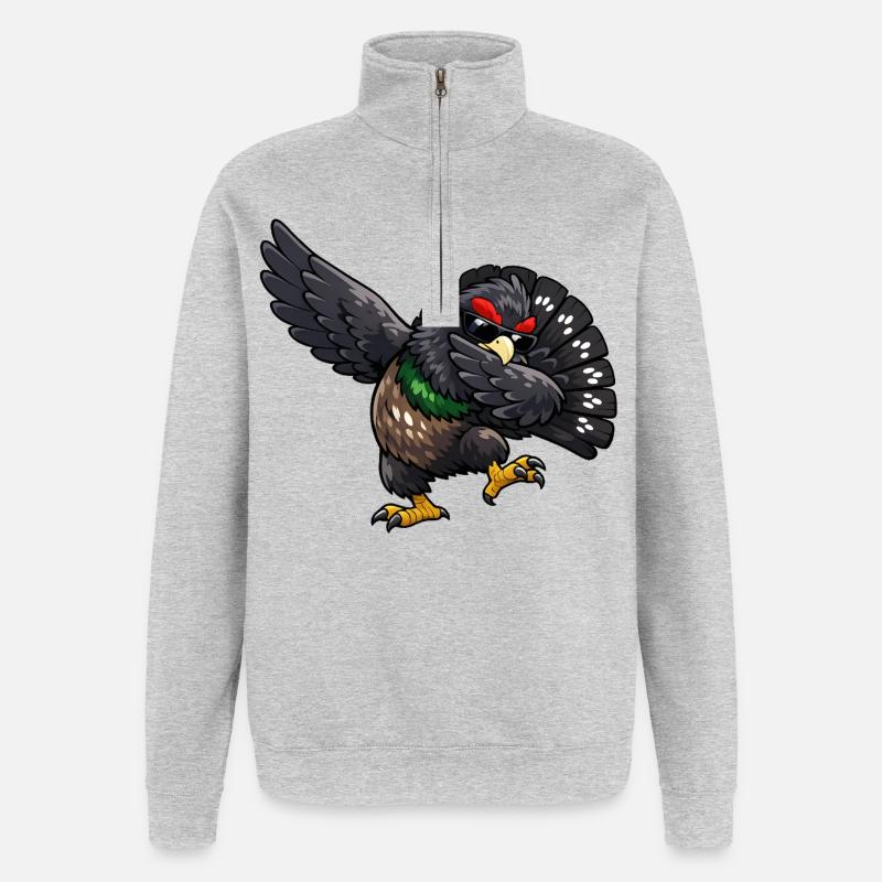 Dabbing Auerhahn - Quarter-Zip-Sweatshirt - Grau meliert