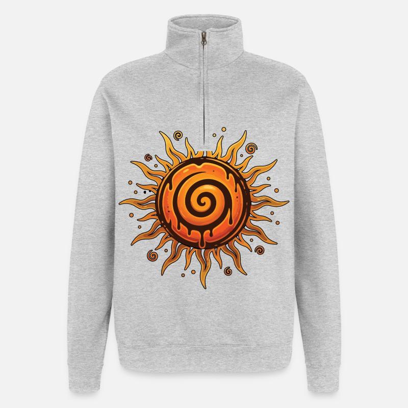 Litha Pagan Solstice d’été Midsommar - Sweat à zip 1/4 - gris chiné