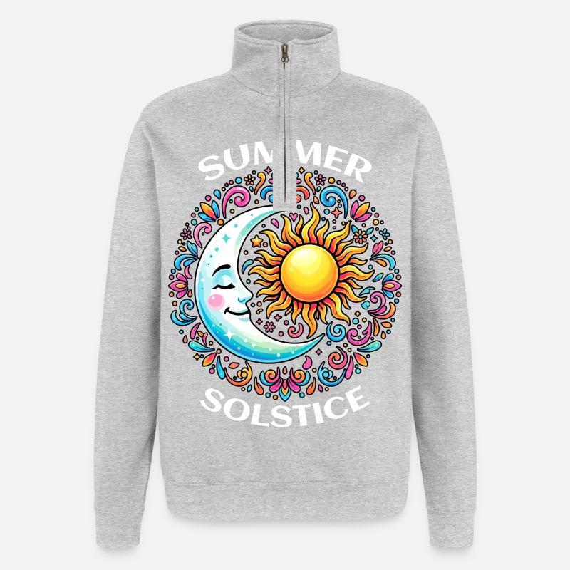 Litha Pagan Summer Solstice Midsummer Midsommar - Quarter-Zip Sweatshirt - heather grey