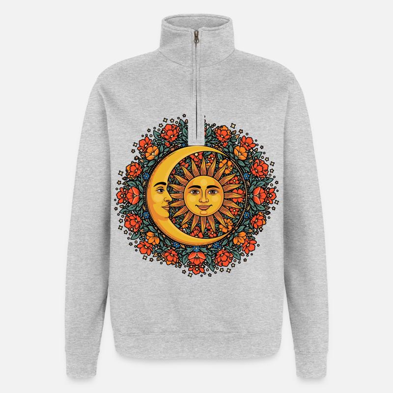 Litha Pagan Solstice d’été Midsommar - Sweat à zip 1/4 - gris chiné