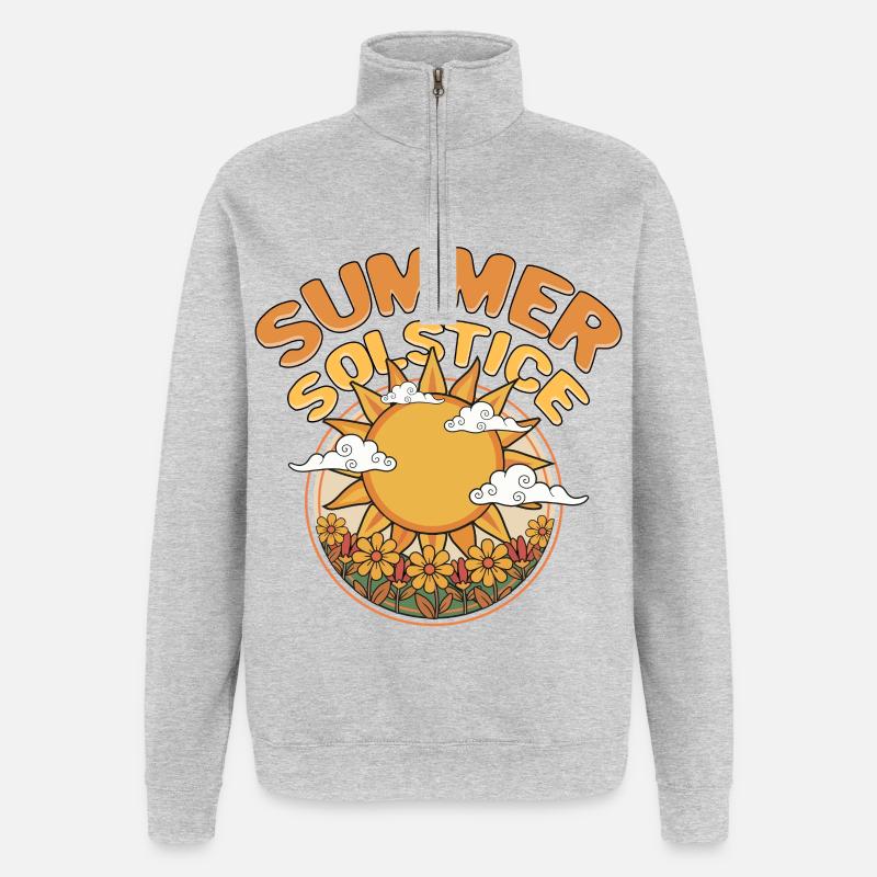 Litha Pagan Solstice d’été Midsommar - Sweat à zip 1/4 - gris chiné