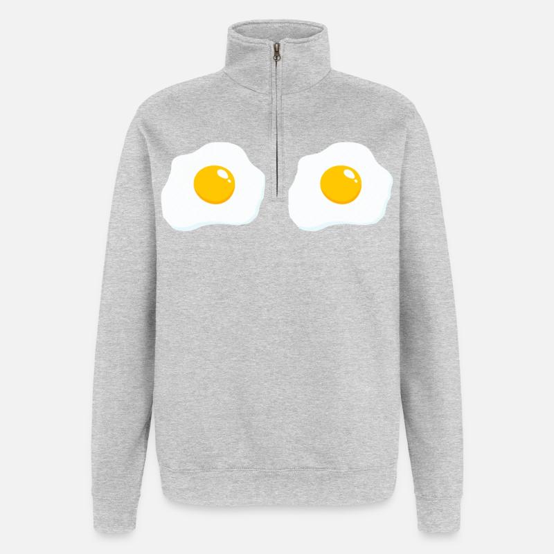 Dessin animé Double Miroir Egg - Sweat à zip 1/4 - gris chiné