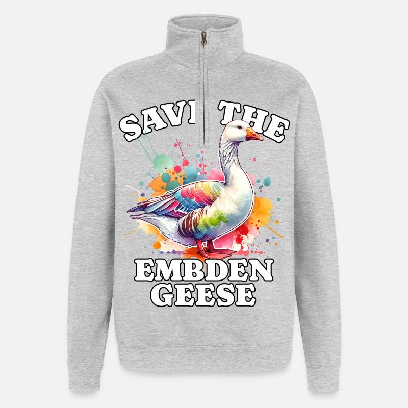Emdengans Save Embden Goose - Quarter-Zip-Sweatshirt - Grau meliert