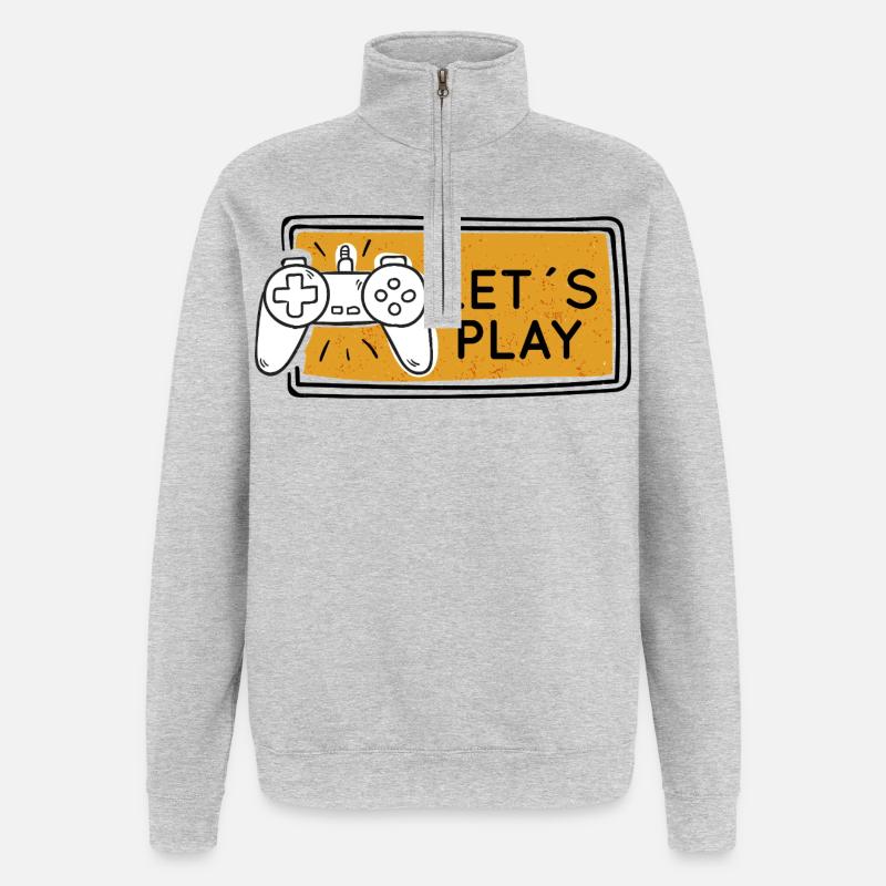 Jouons à Gaming Controller Graphic - Sweat à zip 1/4 - gris chiné