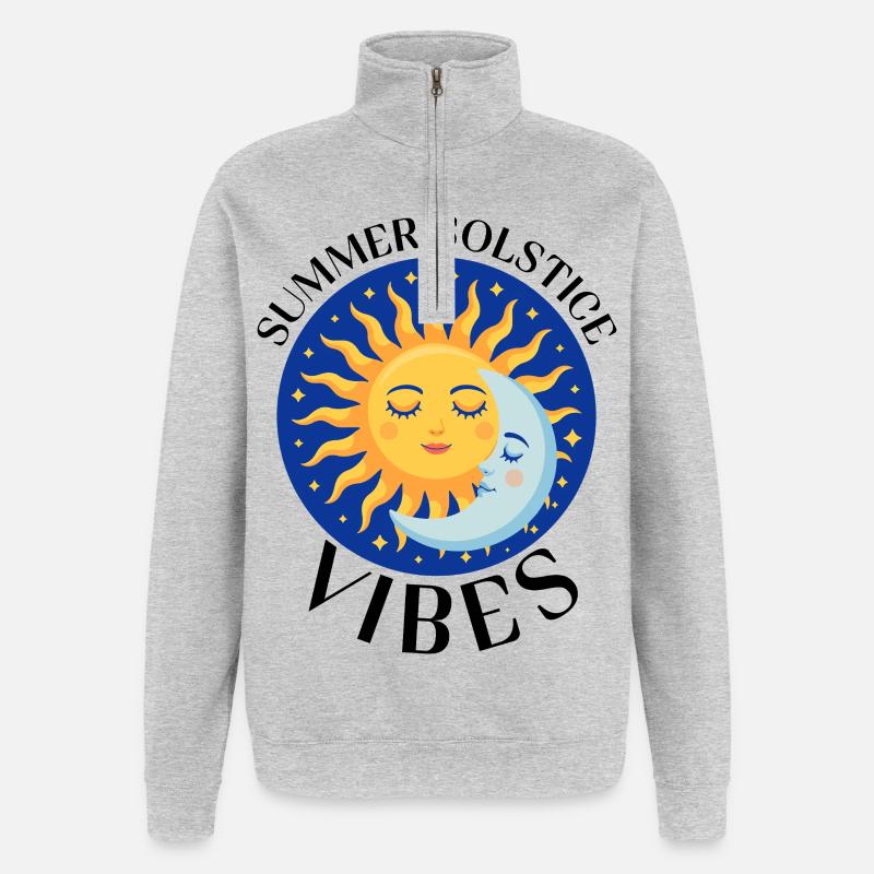 Litha Pagan Solstice d’été Midsommar - Sweat à zip 1/4 - gris chiné