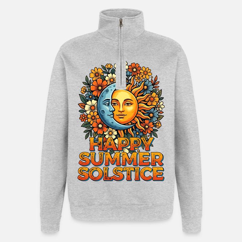 Litha Pagan Summer Solstice Midsummer Midsommar - Quarter-Zip Sweatshirt - heather grey