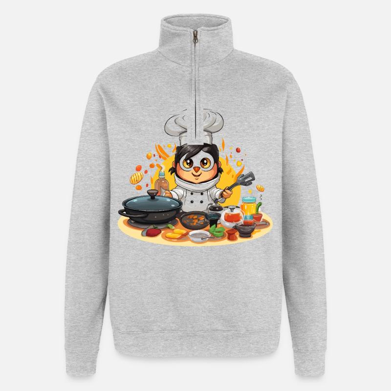 Kitchen Penguin Master Chef - Quarter-Zip Sweatshirt - heather grey