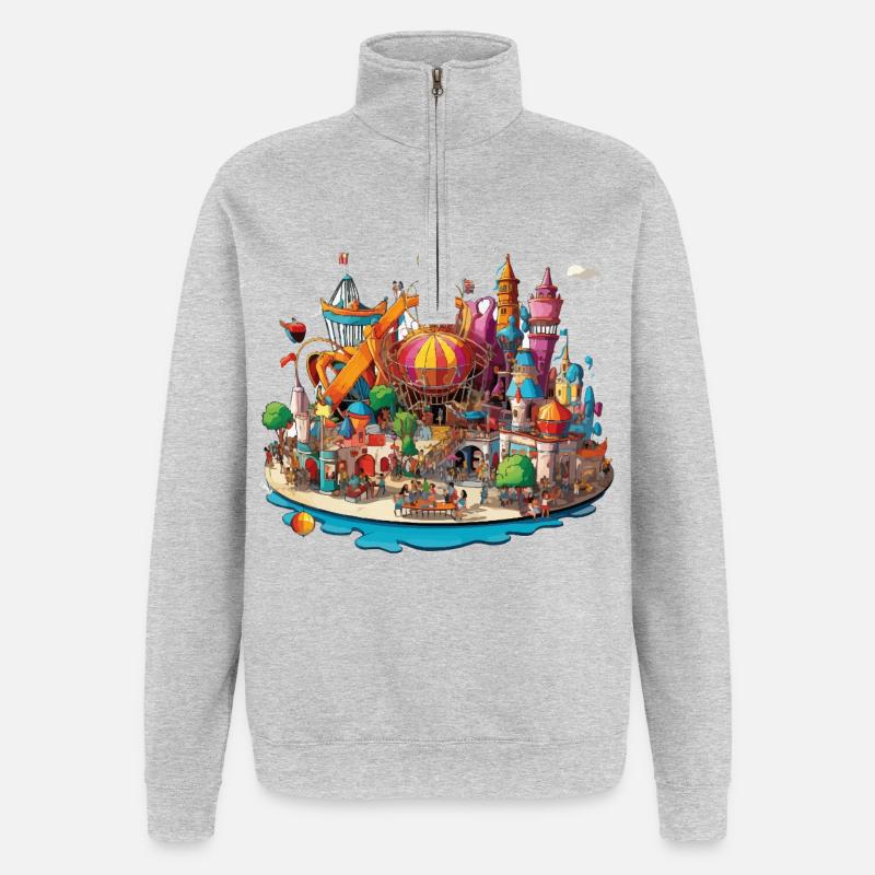 Farbenfrohe Freizeitinsel - Quarter-Zip-Sweatshirt - Grau meliert