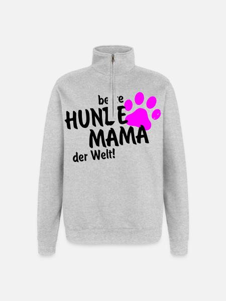 beste Hundemama der Welt - Quarter-Zip-Sweatshirt - Grau meliert