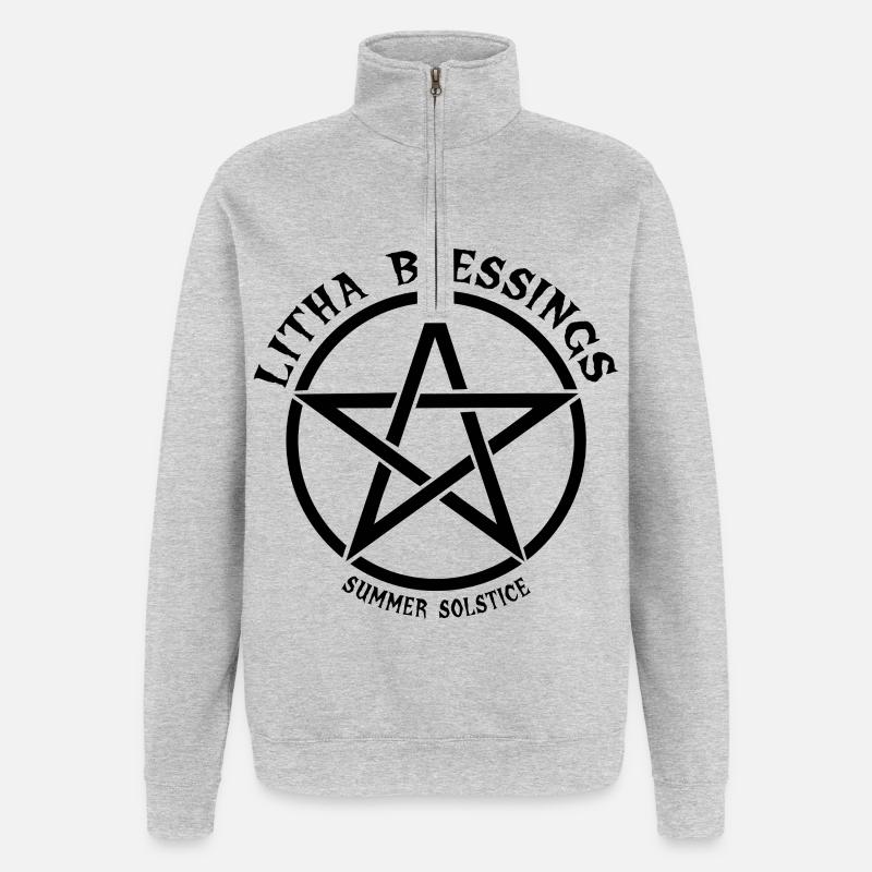 Litha Pagan Summer Solstice Midsummer Midsommar - Quarter-Zip Sweatshirt - heather grey