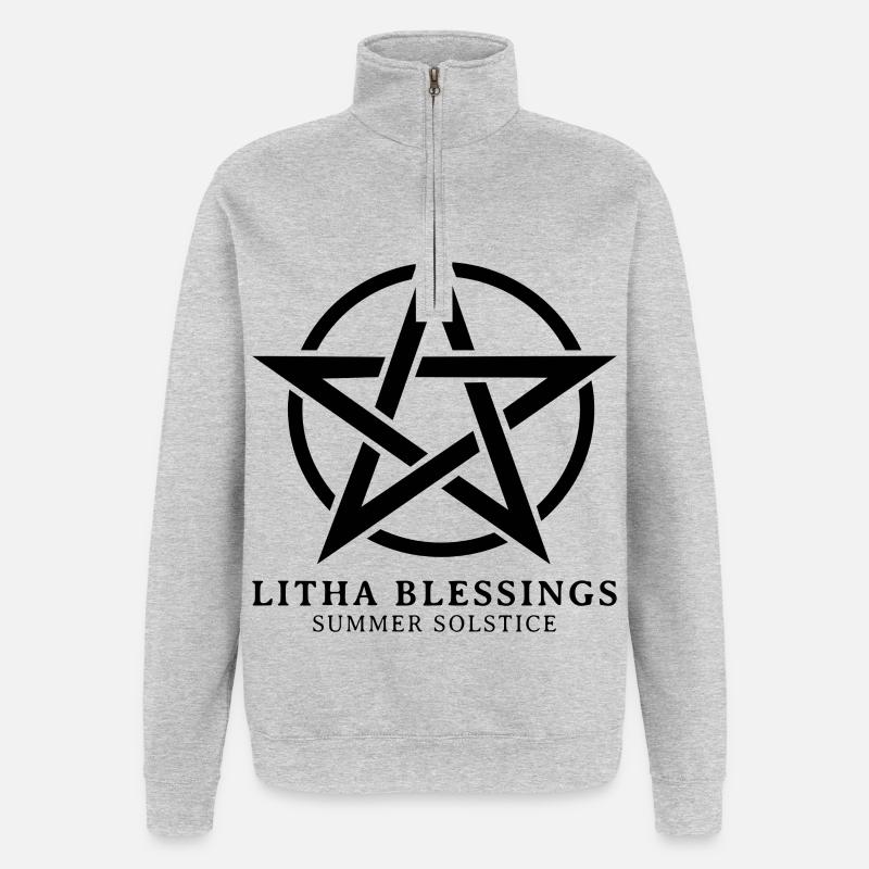 Litha Pagan Summer Solstice Midsummer Midsommar - Quarter-Zip Sweatshirt - heather grey