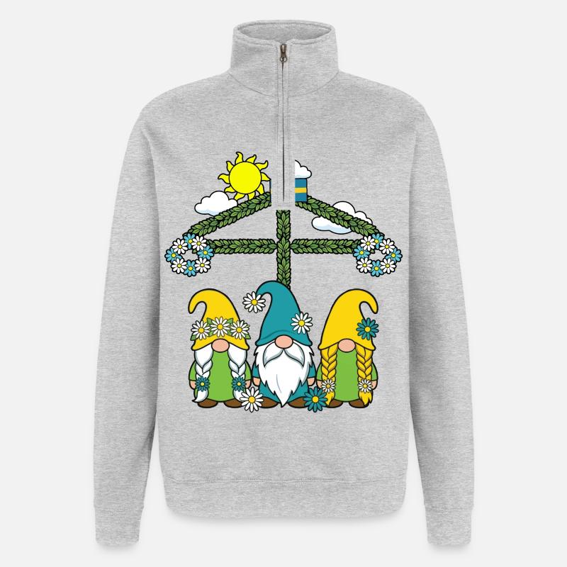 Litha Pagan Summer Solstice Midsummer Midsommar - Quarter-Zip Sweatshirt - heather grey