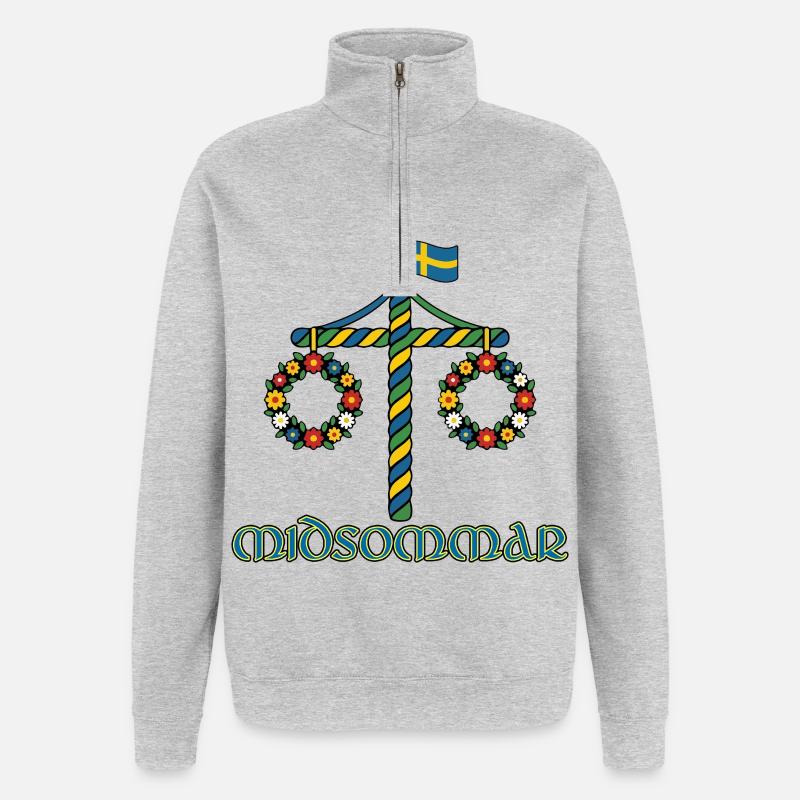Litha Pagan Summer Solstice Midsummer Midsommar - Quarter-Zip Sweatshirt - heather grey