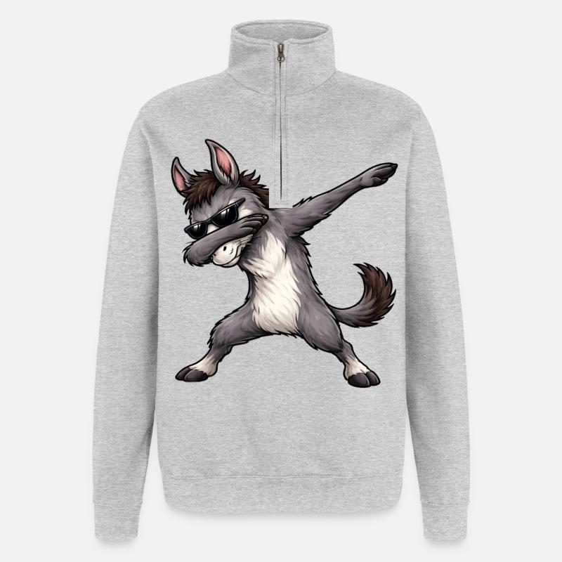 Dabbing Donkey - Quarter-Zip Sweatshirt - heather grey
