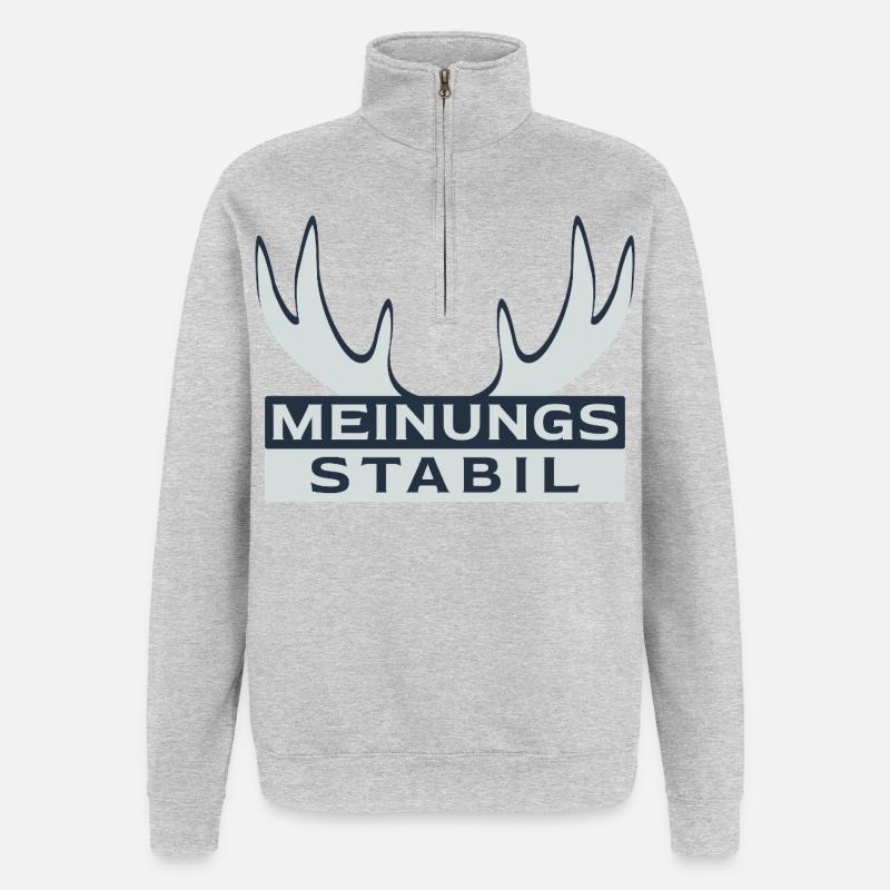 meinungsstabil Dickkopf Sturschädel Sturkopf - Quarter-Zip-Sweatshirt - Grau meliert