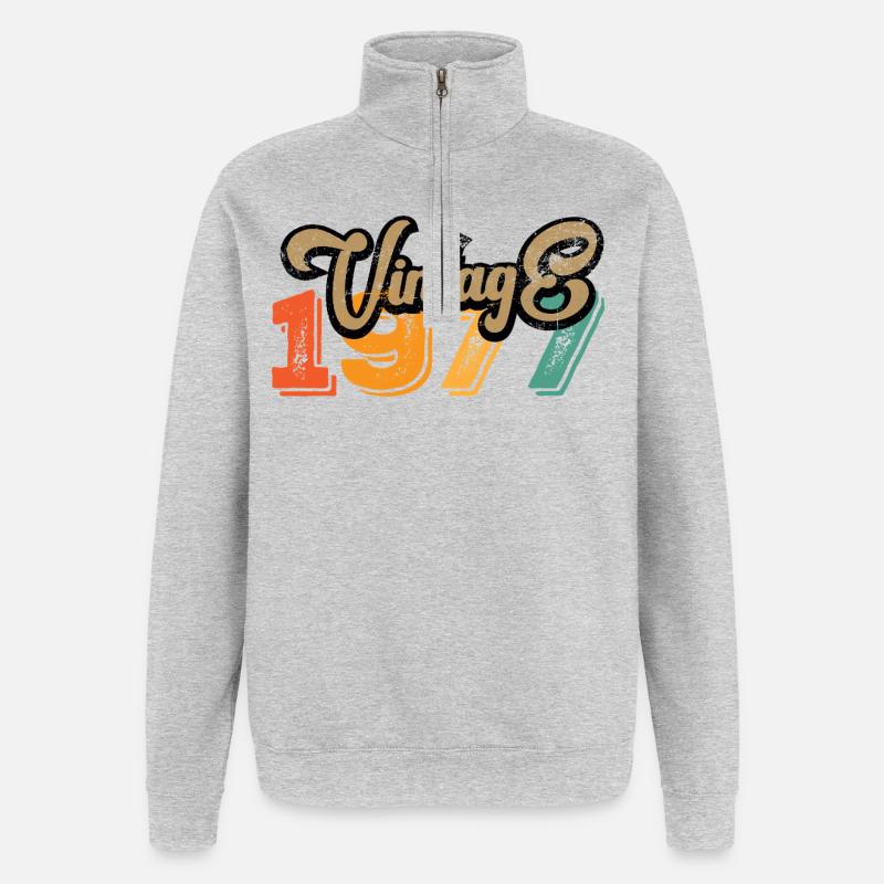 Årgang 1977 - Sweatshirt med 1/4 lynlås - grå meleret