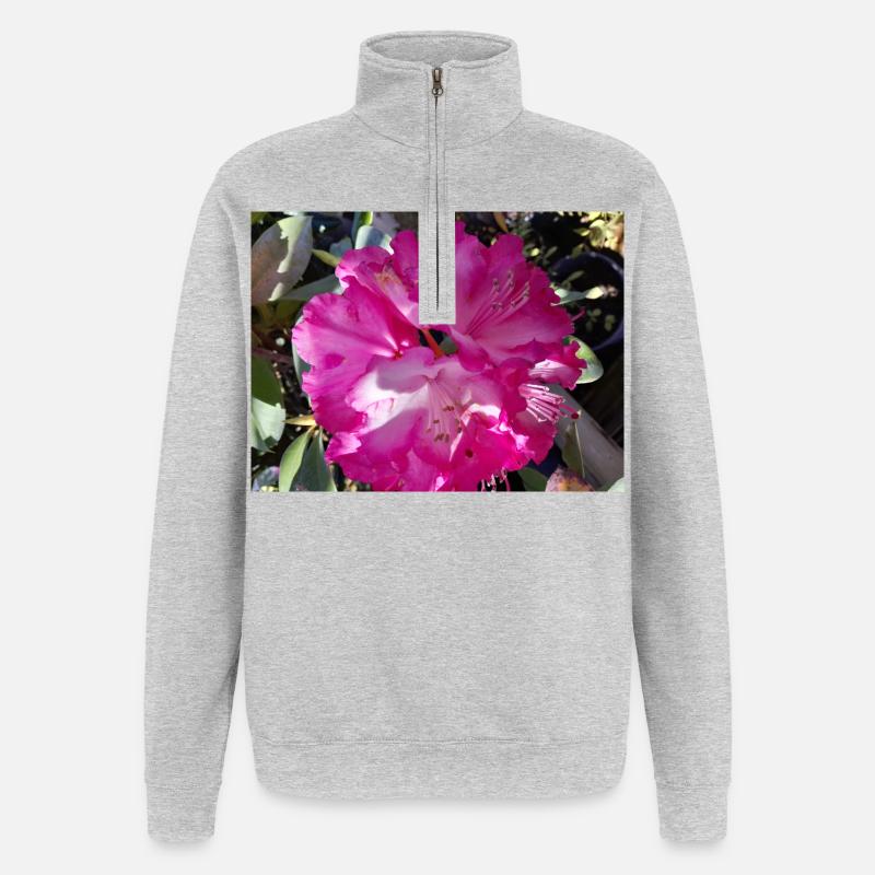 Fuchsia azalea in full bloom - Quarter-Zip Sweatshirt - heather grey