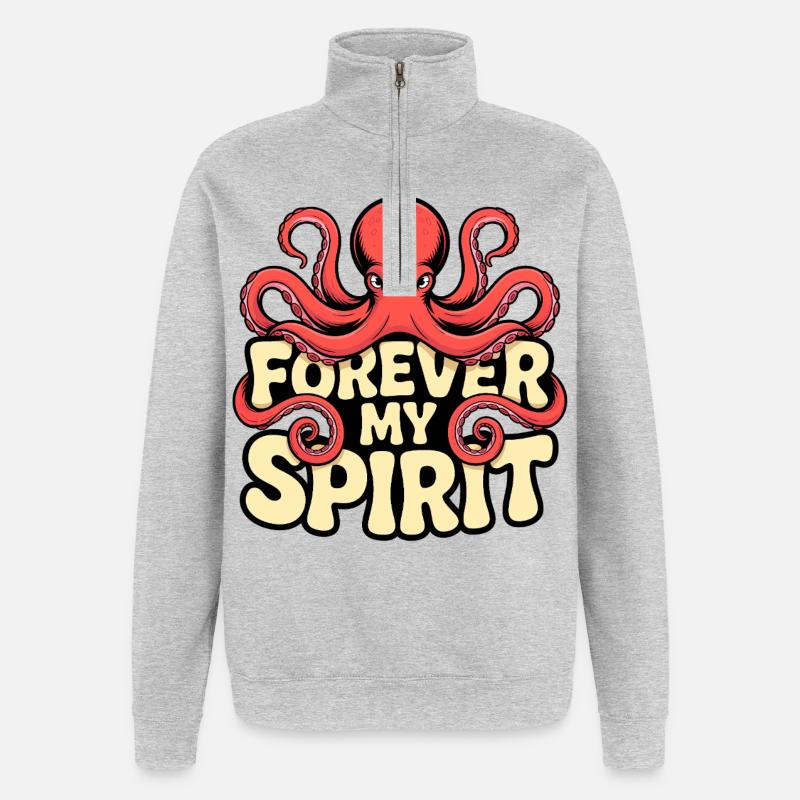 Vibrations de pieuvre - Sweat à zip 1/4 - gris chiné
