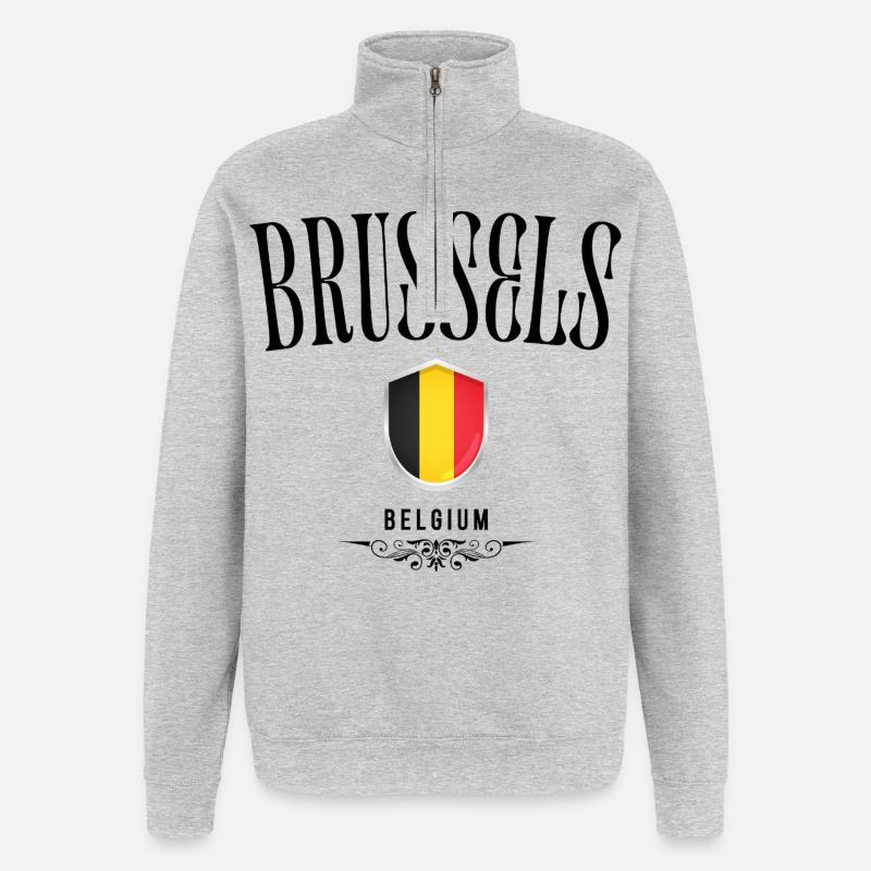 Souvenir Brüssel, elegantes Design Brüssel - Quarter-Zip-Sweatshirt - Grau meliert