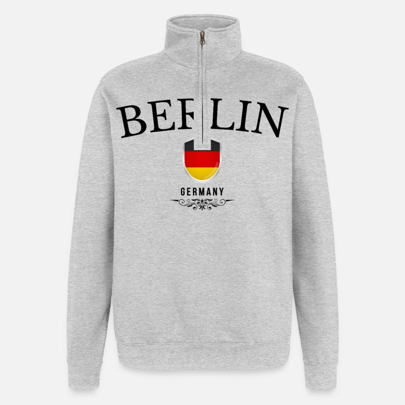 Berlin souvenir, design élégant Berlin - Sweat à zip 1/4 - gris chiné