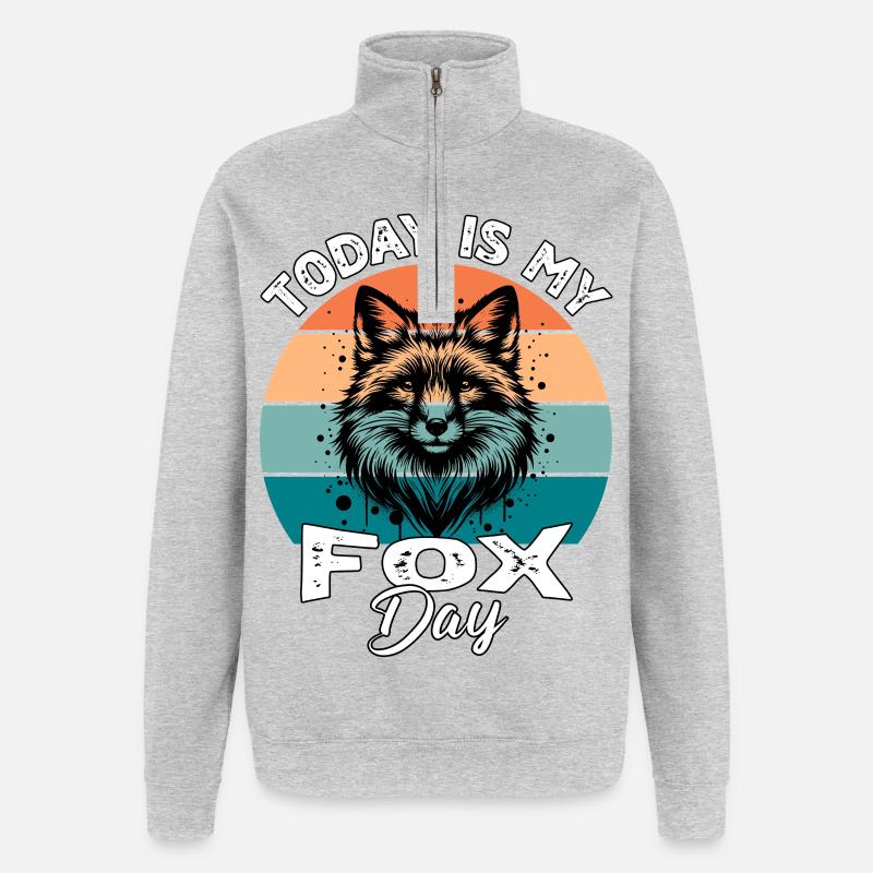 Red Fox Fox Fox - Quarter-Zip Sweatshirt - heather grey