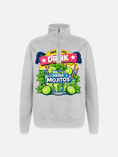 Save the water, drink Mojitos - Quarter-Zip Sweatshirt - heather grey